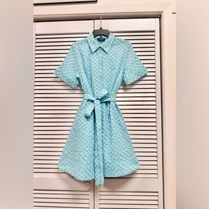 Kate Spade Light Blue Agate Embroidered Shirt Dress - Size Medium